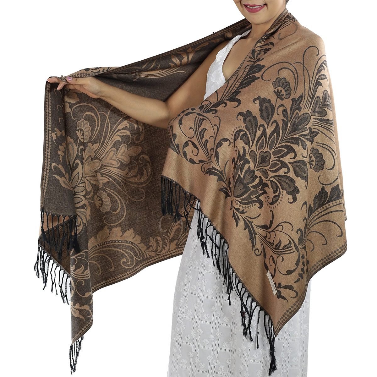 Patterned Brown Pashmina: image 2