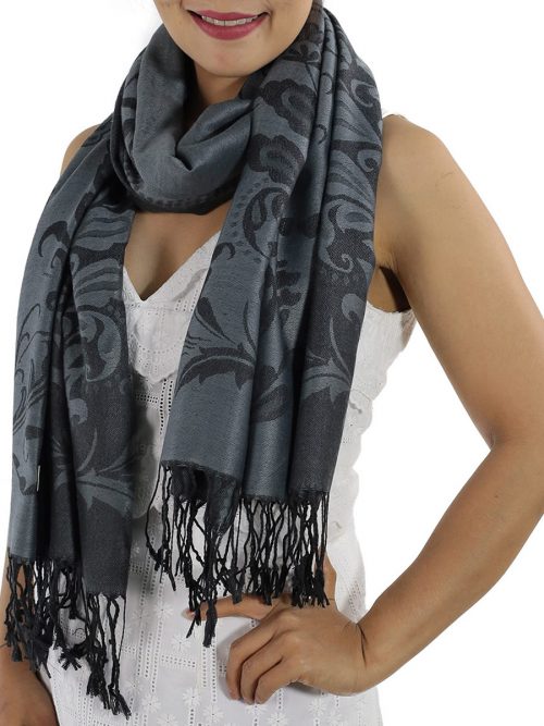Patterned Grey Pashmina: image 3