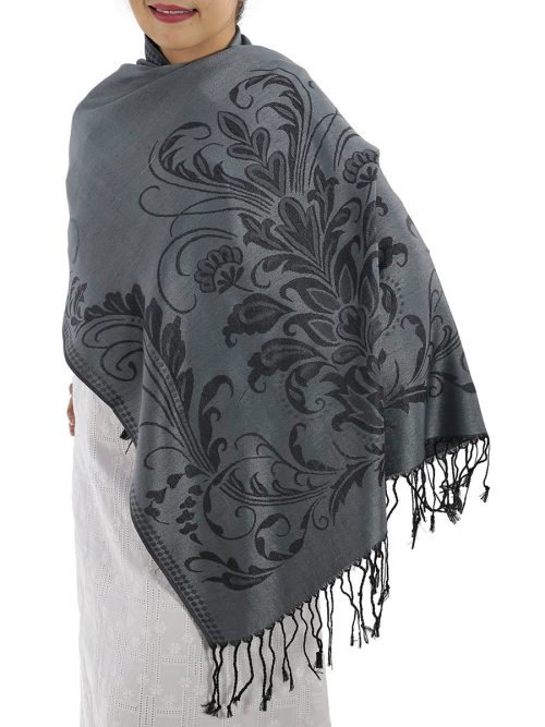 Patterned Grey Pashmina: image 4