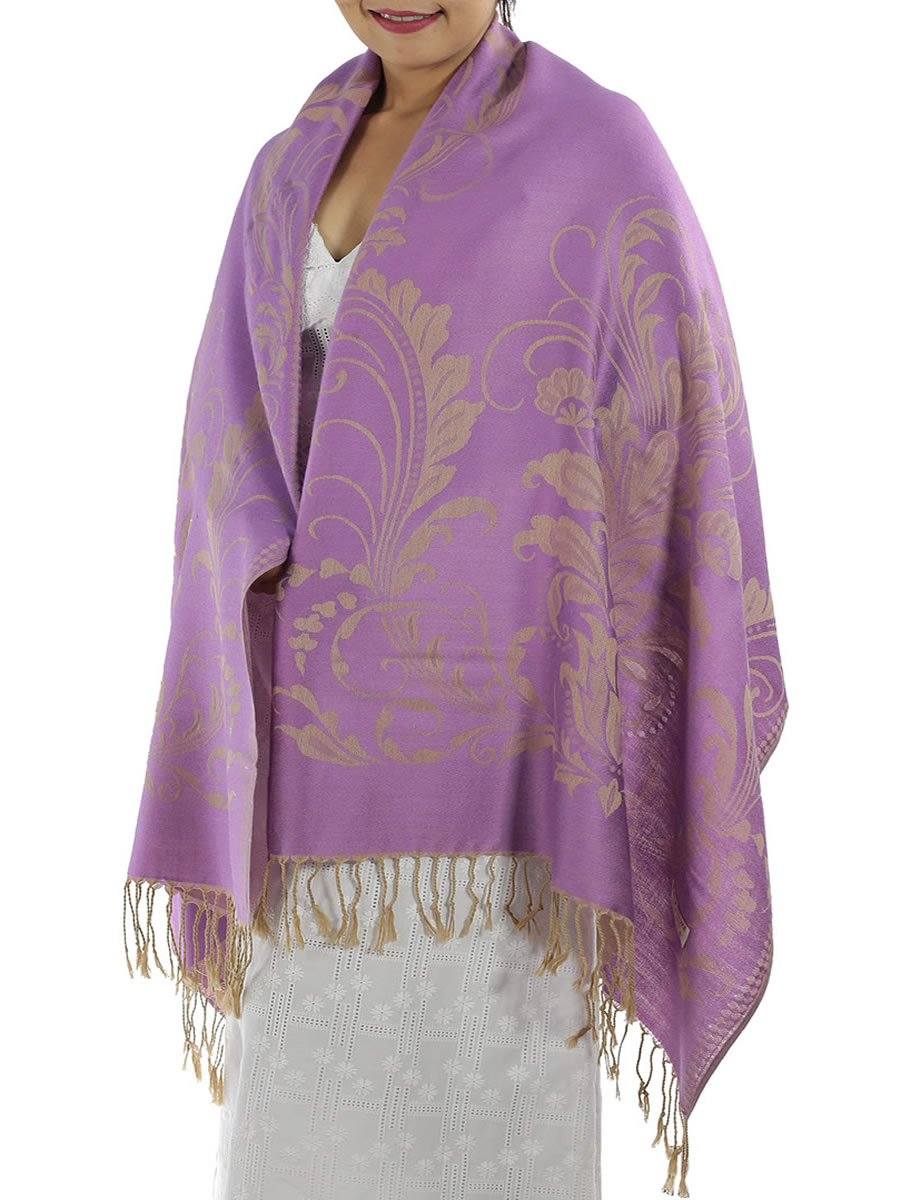 Patterned Purple Pashmina: image 2