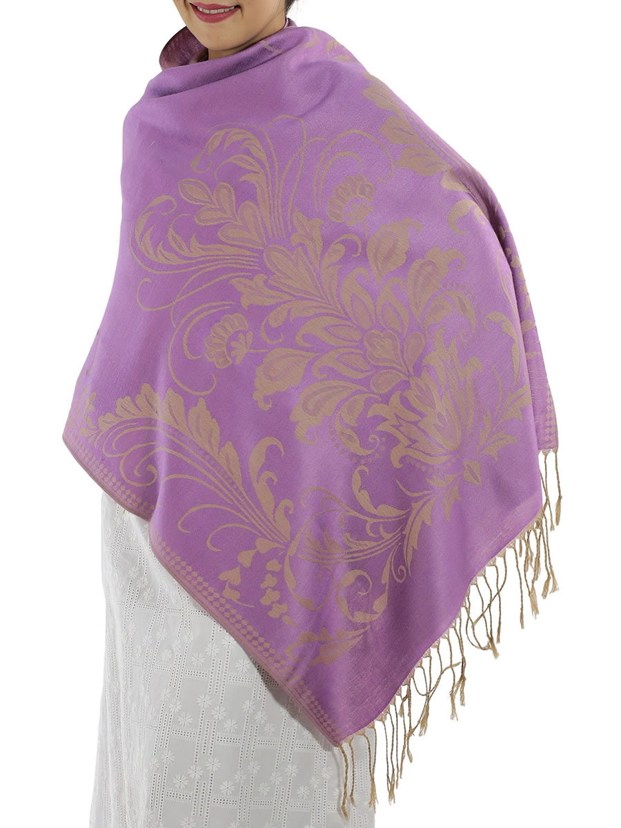 Patterned Purple Pashmina: image 4