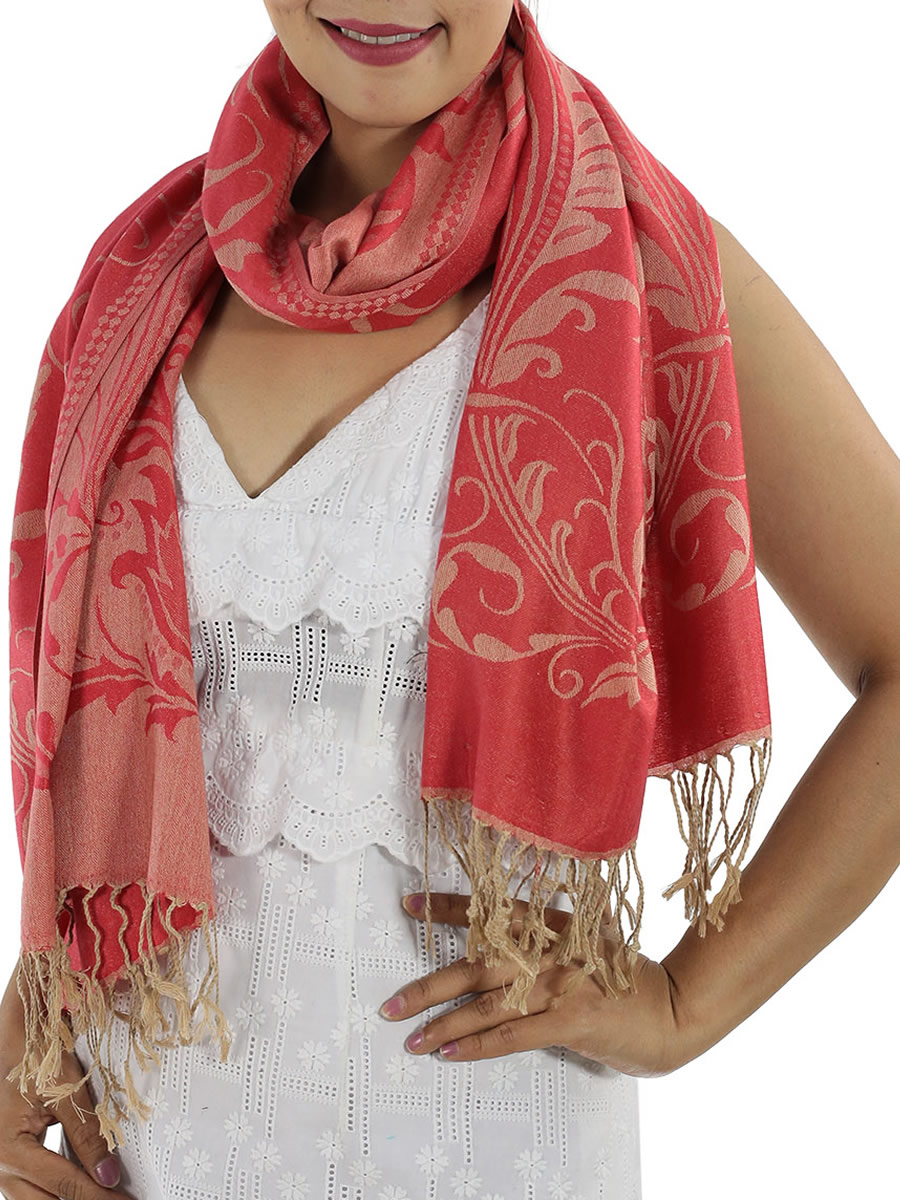 Patterned Red Pashmina: image 2