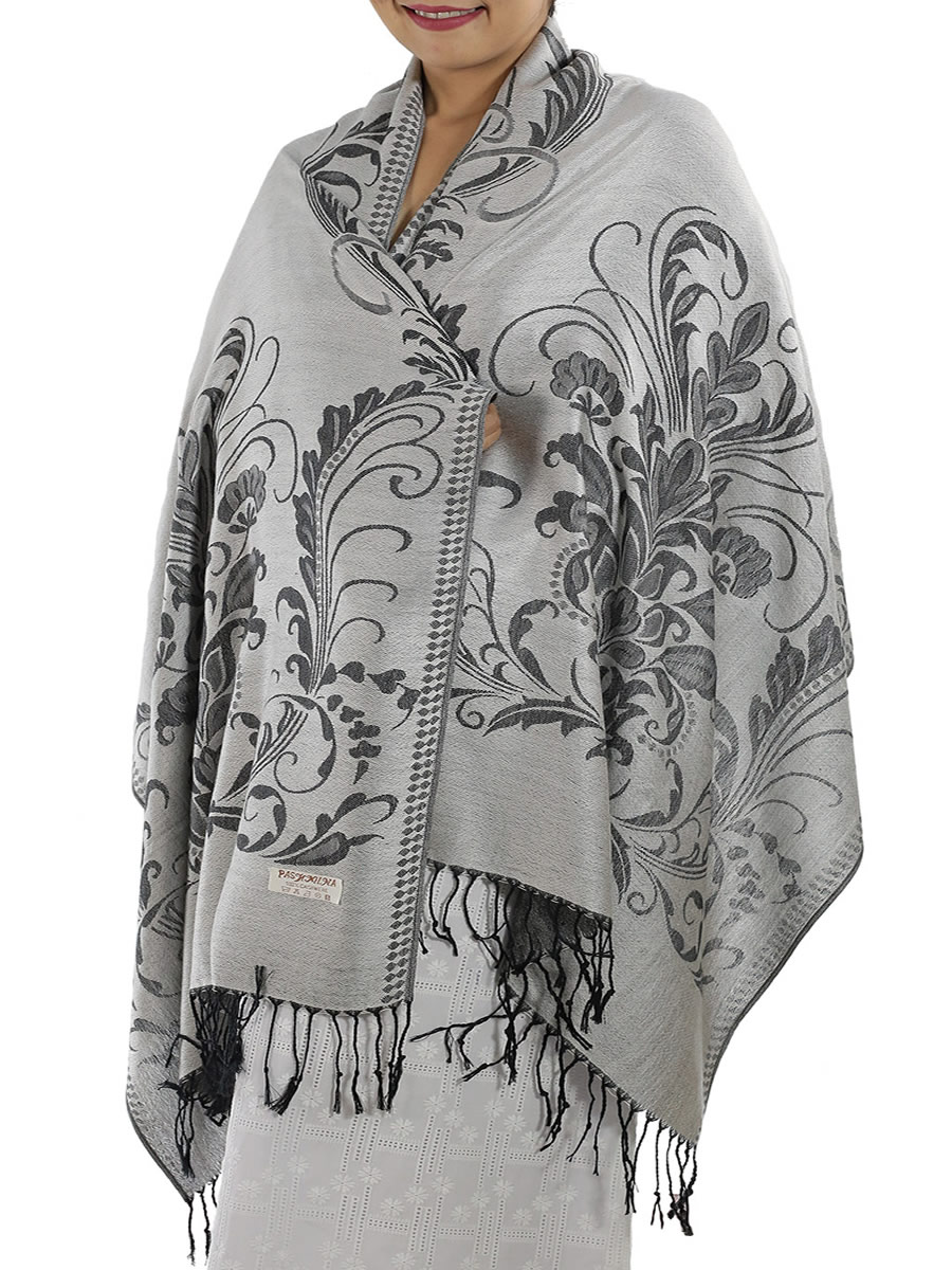 Patterned Silver Pashmina: image 3