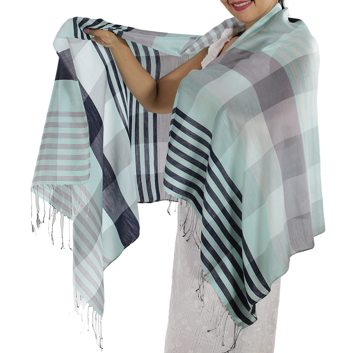 Blue Plaid Scarf: image 2