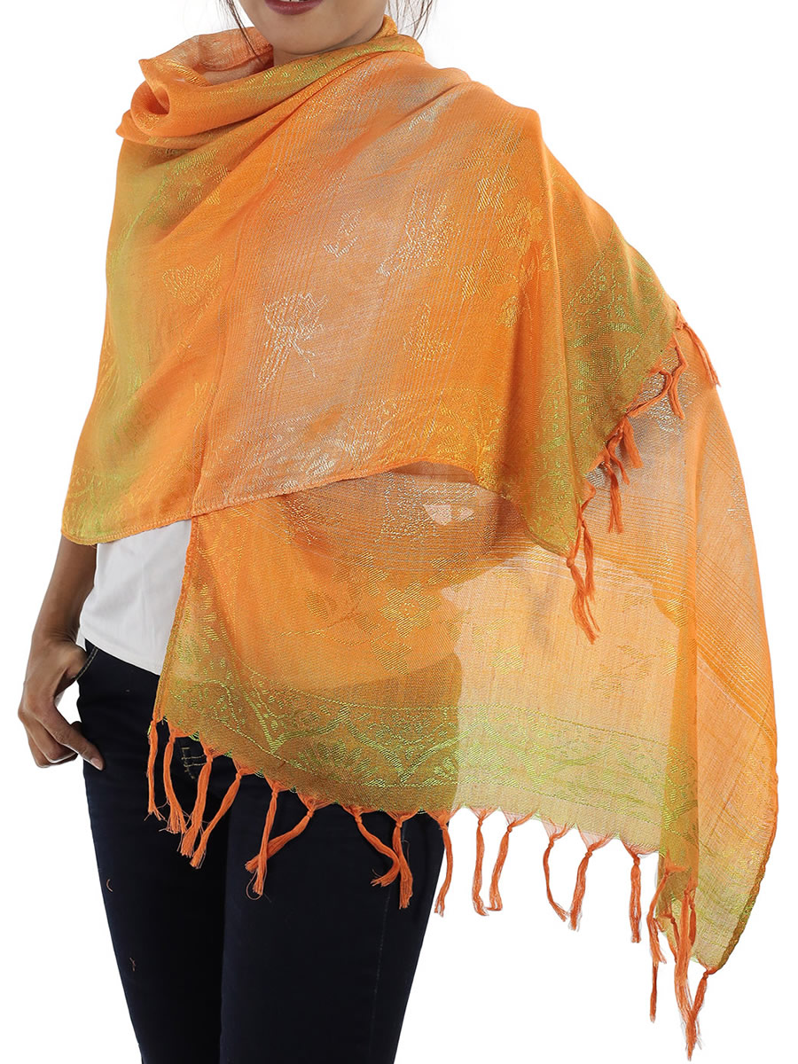 Traditional Thai Orange Scarf x 3
