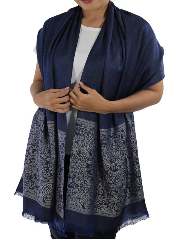 buy blue silk shawl