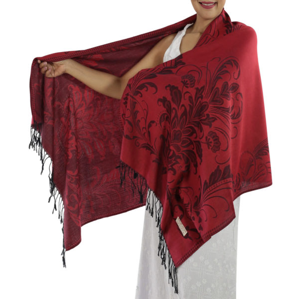 buy deep red pashmina scarf 1