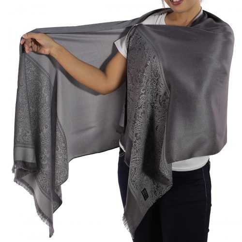 buy grey silk scarf